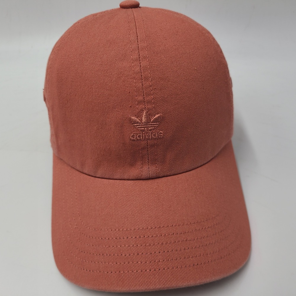 Women Adidas Hat Strapback (Fits Small) Coral Pink Trefoil Logo Casual Cotton‎